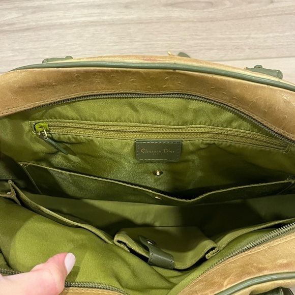 Christian Dior Rare Ostrich Saddle Green Bowler Bag - Picture 13 of 16